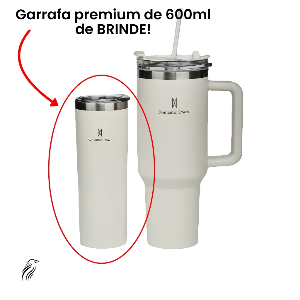 Garrafa Térmica Premium Romantic Crown 1.2L e leve outra de 600ml de BRINDE